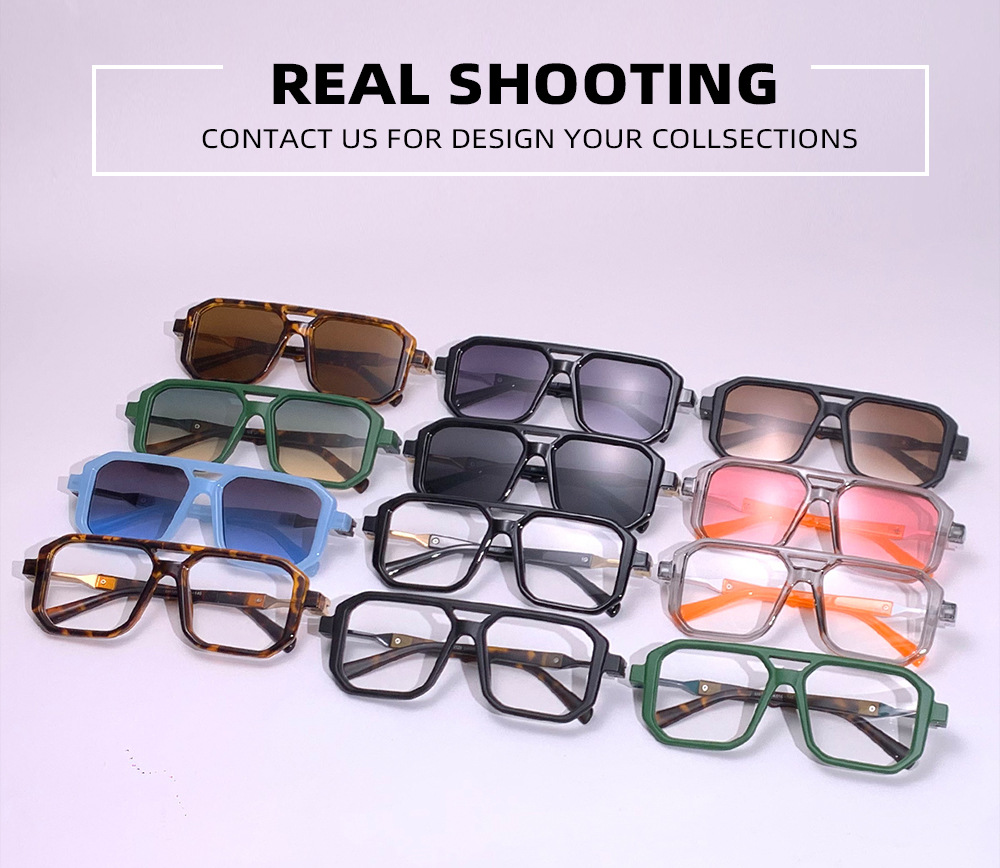 Retro Color Block Pc Square Full Frame Men's Sunglasses display picture 2