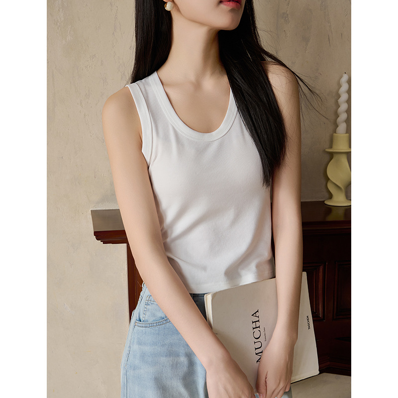 Rongtai Threaded U-Neck Sleeveless Knitwear for Women 2025 Summer New Style Outer Wear and Inner Casual Sports Vest Top