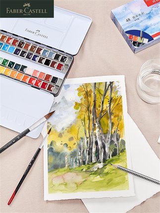 Faber-Jia semi-seco sólido acuarela hierro pintura en caja estudiante principiante de la Universidad pintura color de agua sólida
