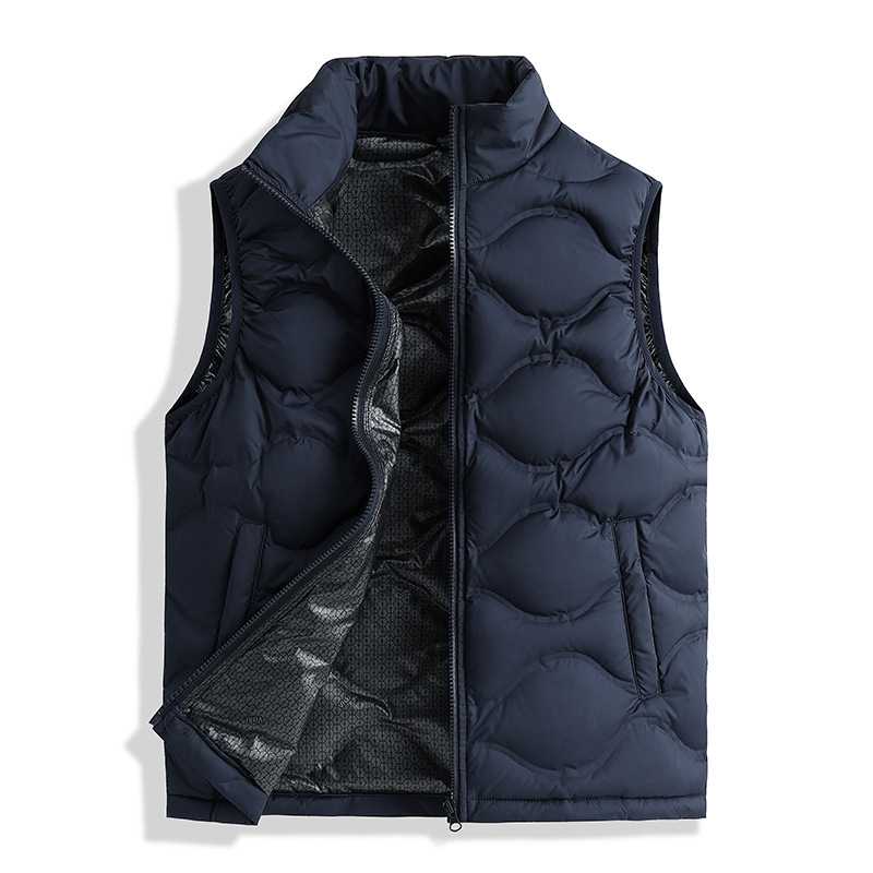 Chaleco de Plumas Ligero con Cuello Stand para Hombre de Poliéster Térmico para Uso Diario