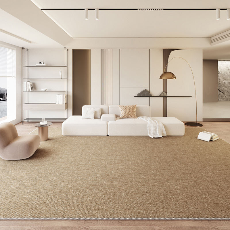 純色客廳地毯侘寂日式高級圈絨免洗可擦防水簡約茶几家用臥室地墊