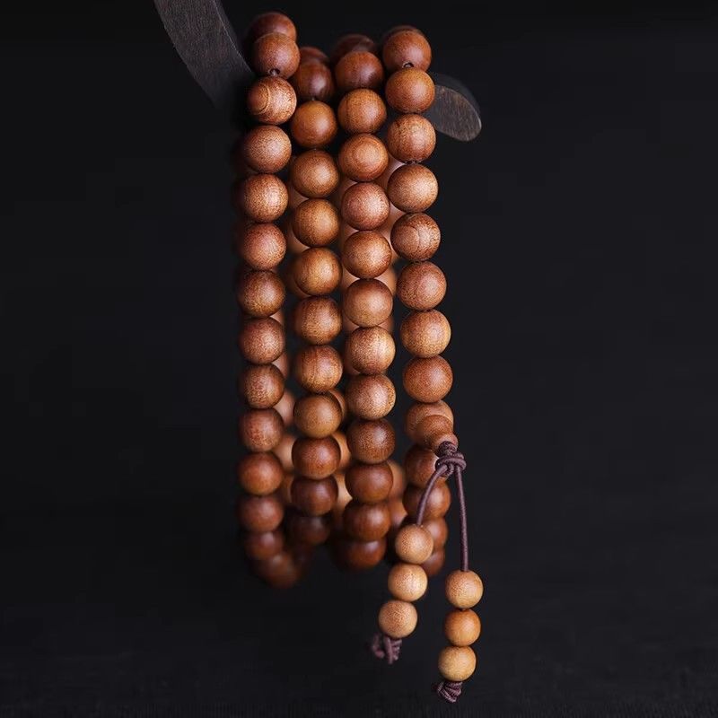 老山檀108颗印度老山檀真品老料沉水珠手链文玩佛珠串珠檀香浓香