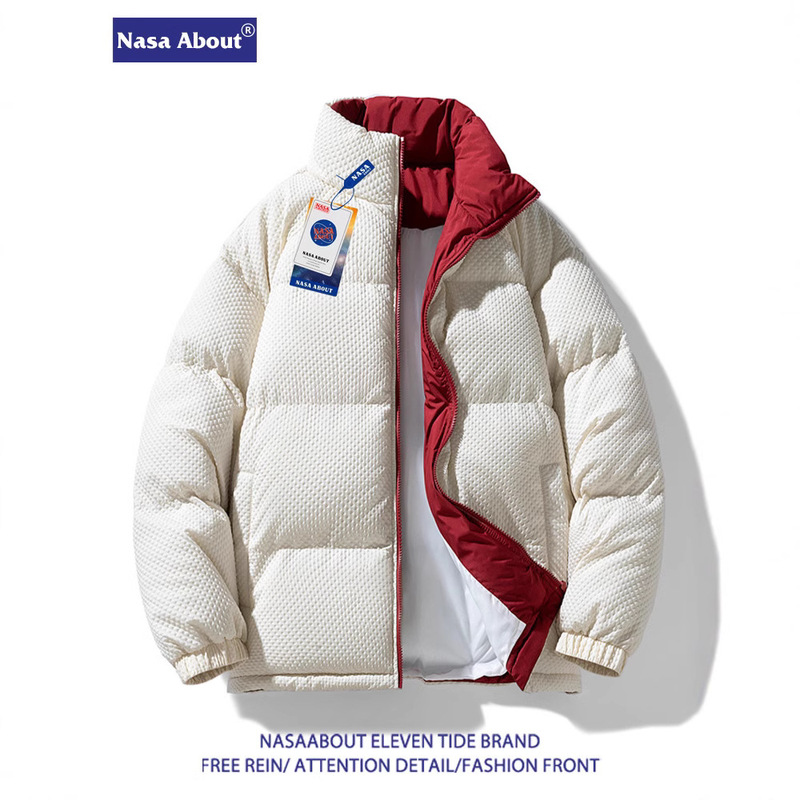 NASA New Men's Winter 2024 Thickened Down Cotton-padded Jacket Fashion Brand Warm All-match Bread Coat Coat