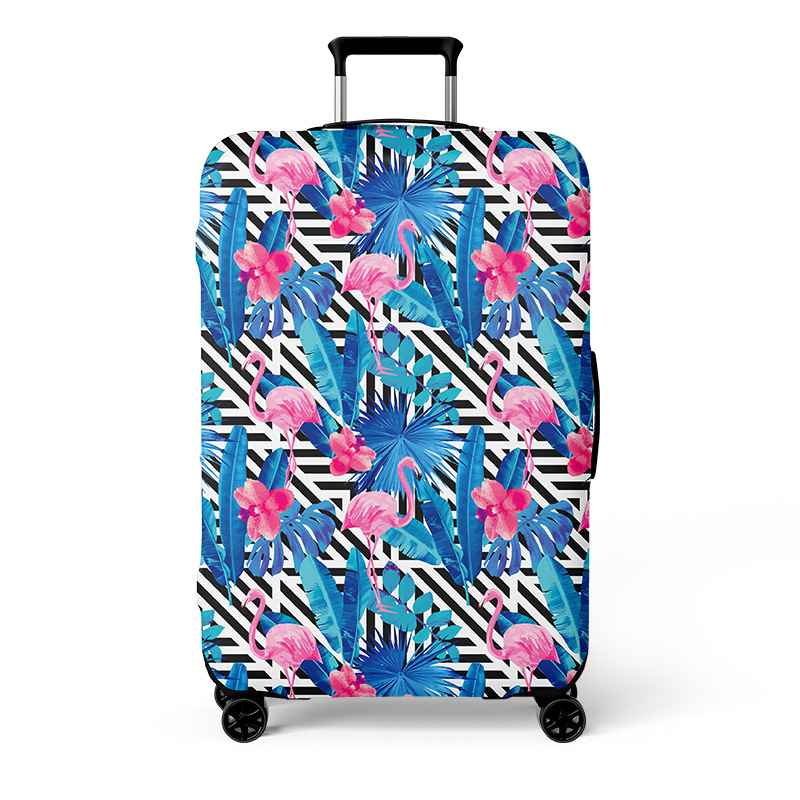 blue leaf pink flamingo