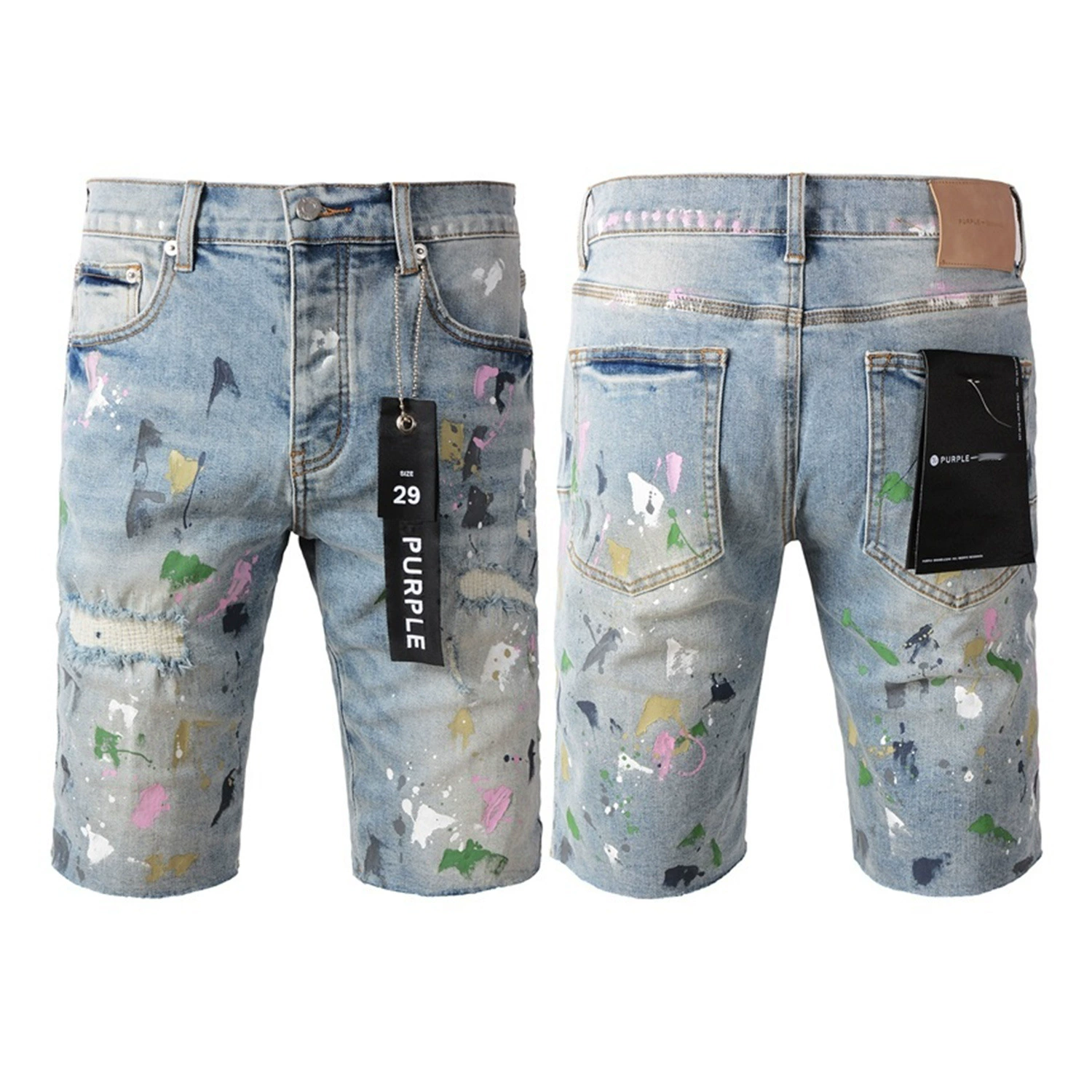 Европейский и американский трендовый бренд LIMITED PURPLE SHORTS фиолетовые брендовые уличные хип-хоп рваные distressed джинсовые шорты