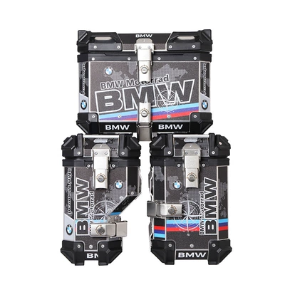 Motorcycle trunk Motorcycle Universal Aluminum Alloy 45L - bmw-decal-black-left-hidden-38l-saddlebag-45l-bmw-decal-black
