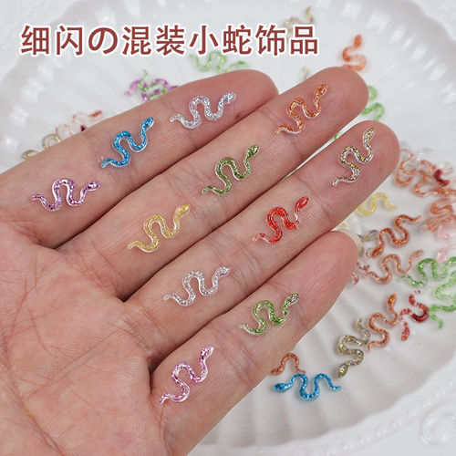 New 2025 Snake Year Viral Bestselling Mini Snake Nail Art Decor 3D Snake Shape DIY Nail Resin Accessory