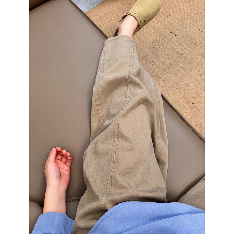 Highly Recommended! Korean-Style Khaki Tencel Cotton Pants for Women, Spring and Summer, High-Waisted, Slimming, Loose-Fitting, Cropped Carrot Pants Highly Recommended! Korean-Style Khaki Tencel Cotton Pants for Women, Spring and Summer, High-Waisted, Slimming, Loose-Fitting, Cropped Carrot Pants