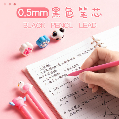 20-pack gel pen wholesale cartoon head girl's water-based pen bag set pen student creative cute super cute