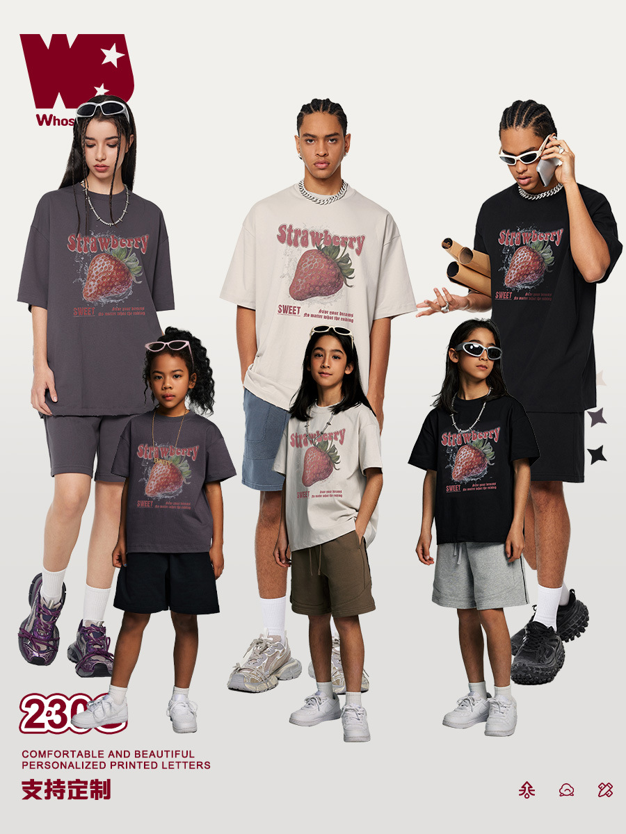 Conjuntos a juego para la familia WD | Camiseta familiar estampada de manga corta con protección solar Sorona, de secado rápido y antibacteriana, nueva colección primavera-verano 2025 para niños de edad media y mayores.