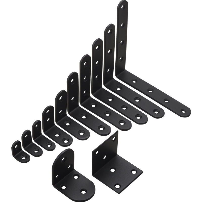 (2개) 두꺼운 각도 코드 90 도 직각 스테인레스 스틸 앵글 철 TL 타입 브래킷 홀더 직각 브래킷 삼각형 철 블랙 지원