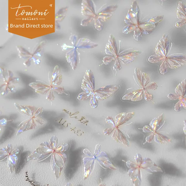 Tomoni Don'T Miss Shell Light Manicure Stickers Peach Minnie Face Stickers Nail Stickers Wholesale Streamer Colorful Butterfly Hot Style