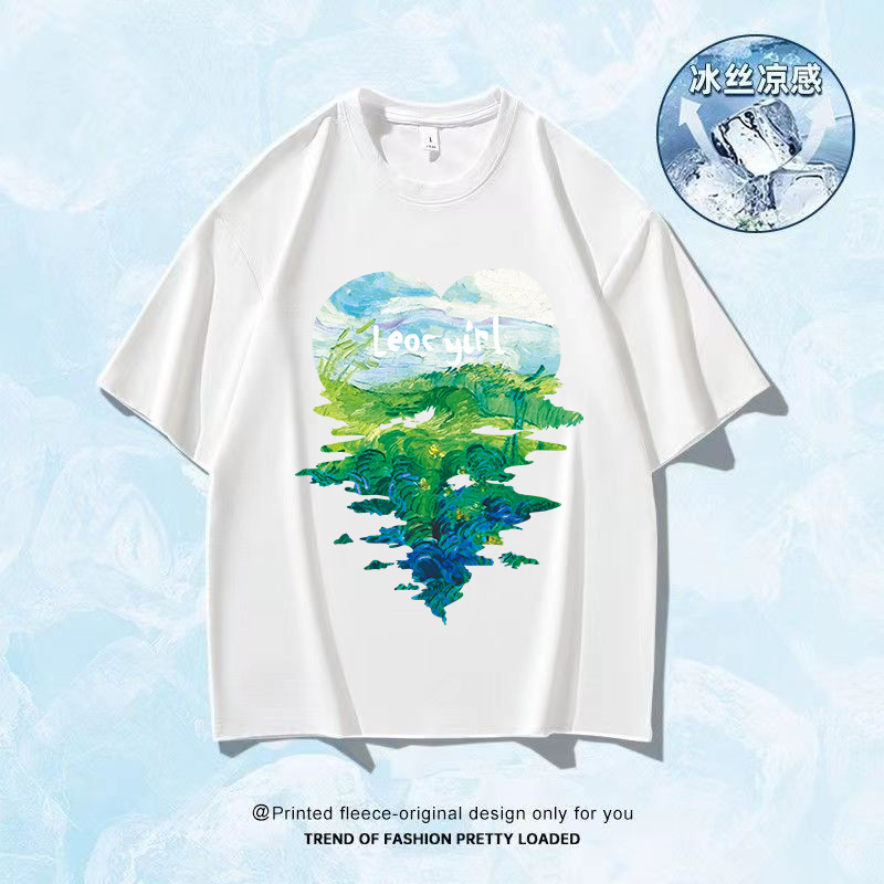 Camiseta de mangas cortas de hielo de Hong Kong 2025 verano caliente para hombres y mujeres transpirables sensación de secado rápido de moda blusa versátil