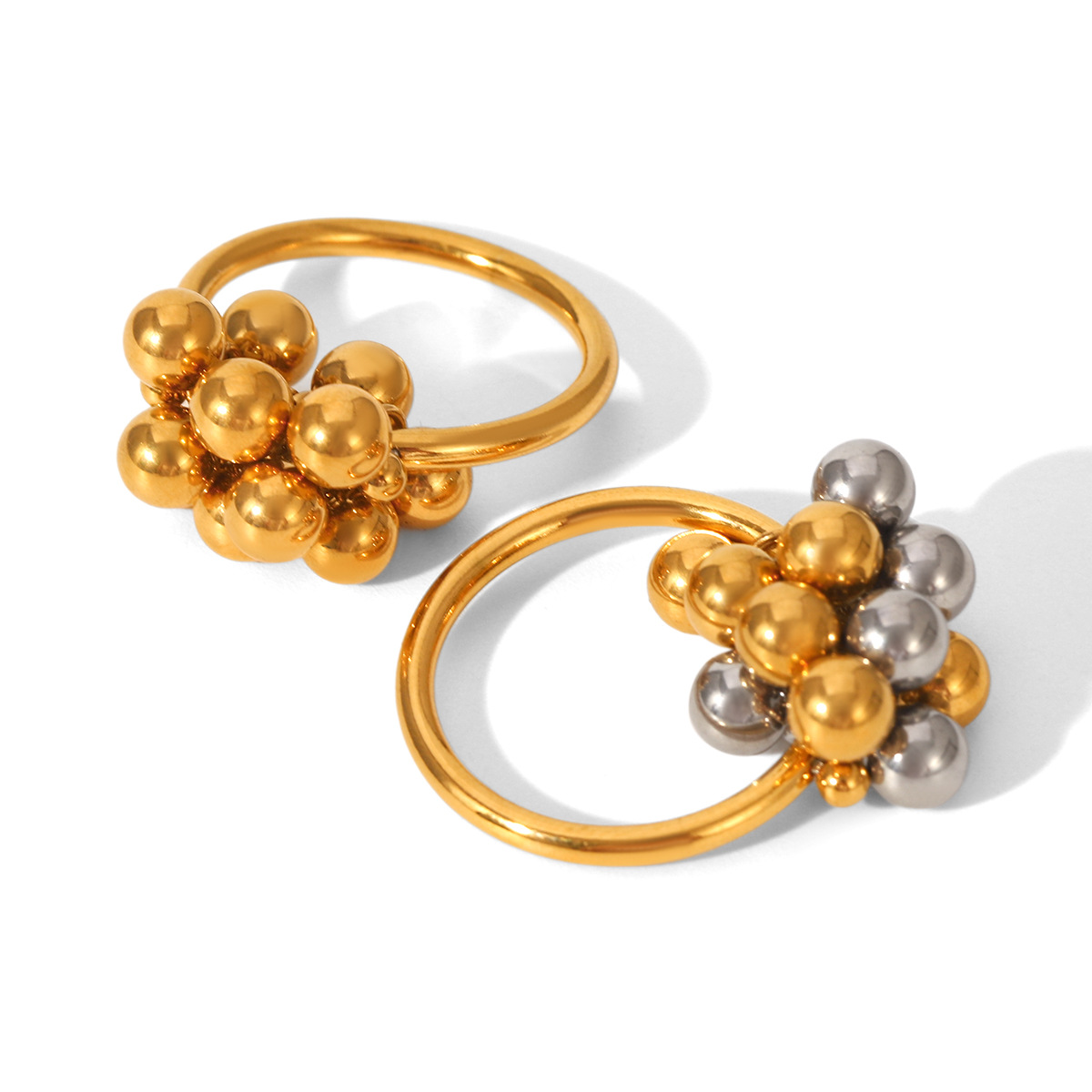 Anillo de acero inoxidable europeo y americano, lujo ligero, anillo de cuentas redondas de alta gama, sentido de diseño no se desvanece, joyería de acero de titanio transfronterizo