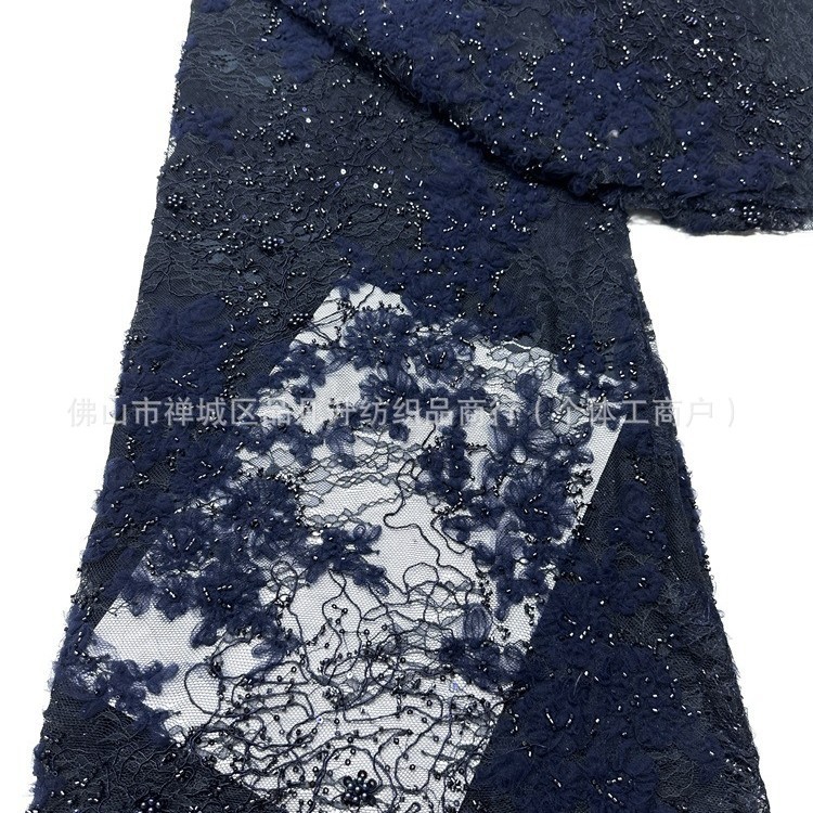 Nicho Zhong lujo ligero diseñador de moda vestido vestido fabricante de tela cordón de hueso encaje disco con tela bordada de perlas image 6