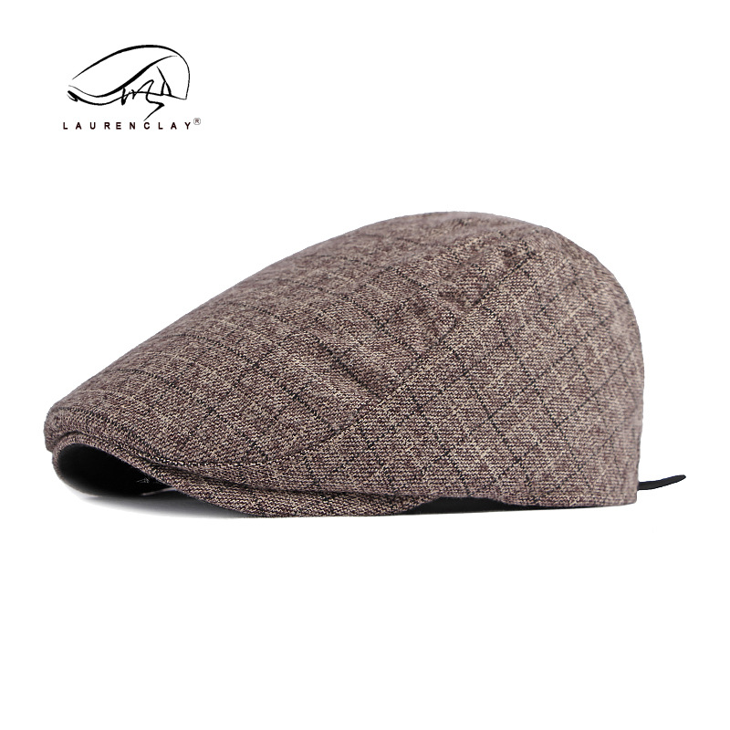 Otoño e Invierno nuevo japonés acolchado boina caliente retro británico de los hombres enarboló Cap Plaid moda sombrero delantero mujeres