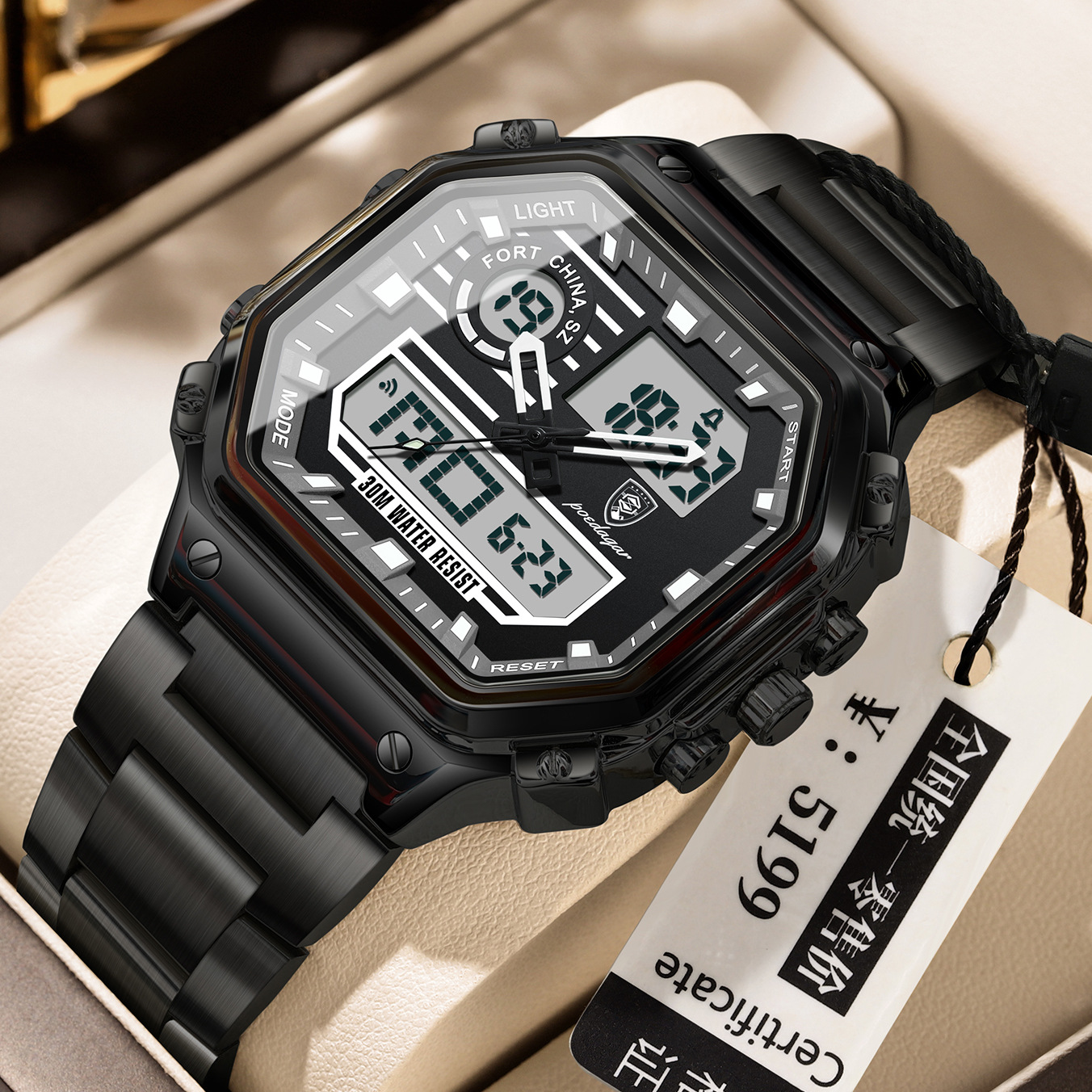 POEDAGAR / PEDAGAR multifuncional impermeable nocturna reloj electrónico de moda para hombres reloj en vivo de comercio exterior explosión