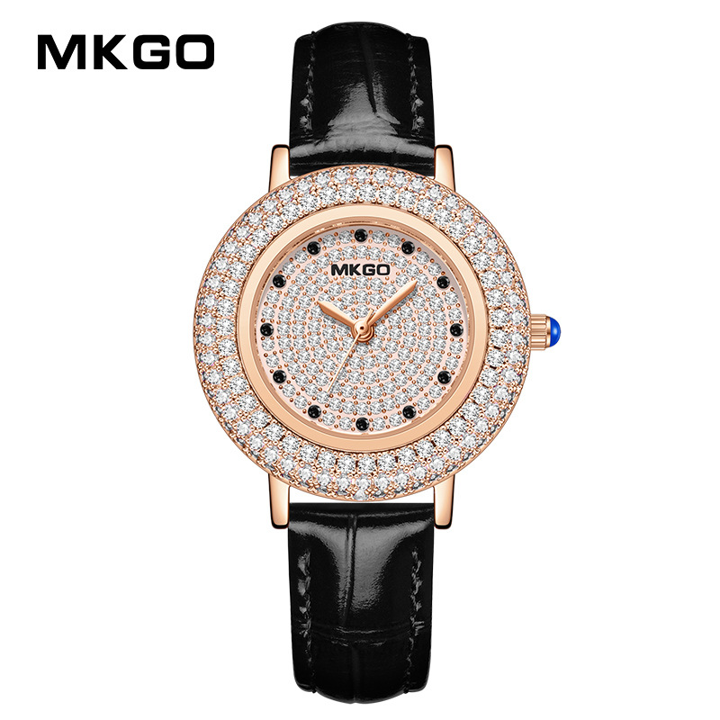 MKGO Stray Ya High Brand Fashion Niche Light Luxury Full Diamond Dial High Feeling Temperament Diamond Belt Watch Women