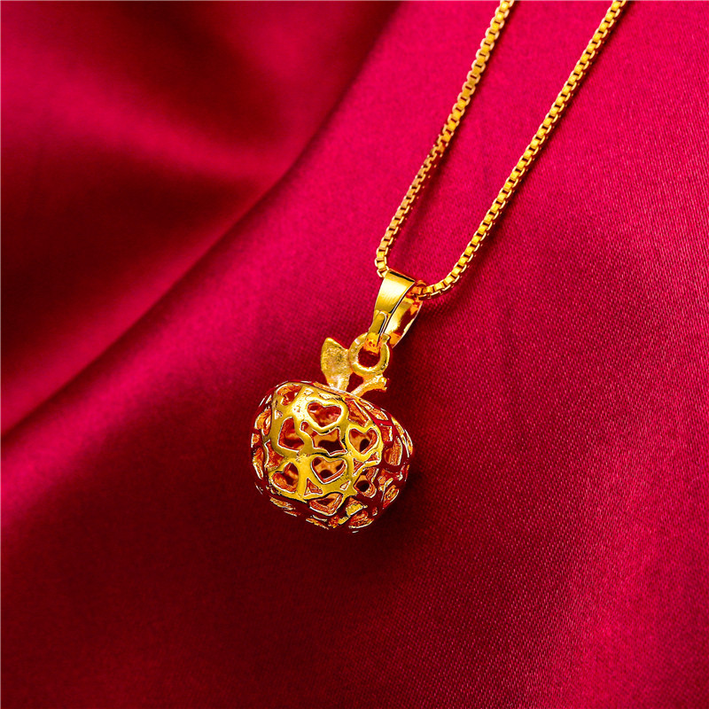 Unisex Jewelry Fashion Shake Tone Same Vietnam Sand Gold Brass Plated Gold Flower Pendant o-shaped Necklace_voghion.com