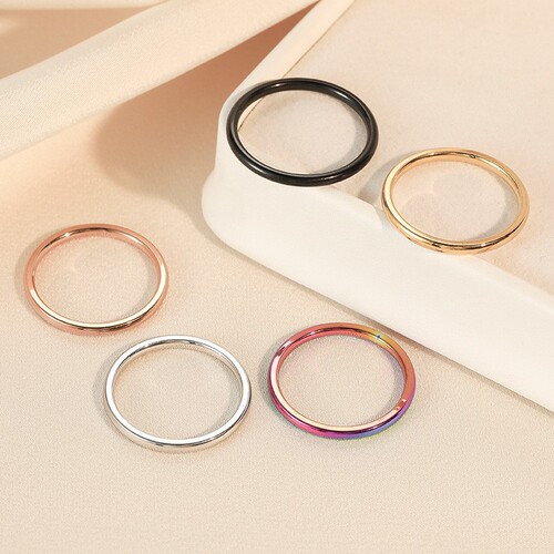 2MM Stainless Steel Plain Ring Extremely Fine Steel Color Polished Titanium Steel Ring for Women Simple Accessory to Give to Your Girlfriend