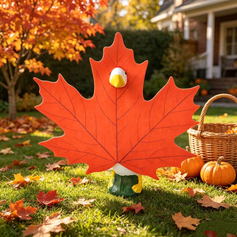 Cross-Border Autumn Leaf Goose Costumes, Porch Goose Costumes, Yard Goose Clothes, Lawn Statue Costumes, 23inch Thanksgiving Outdoor