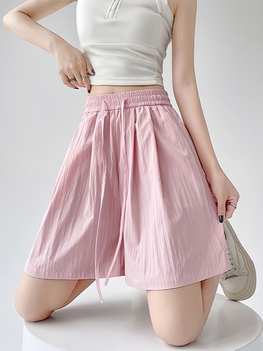 2025 Ice Silk Mountaineering Wide Leg Casual Versatile Summer New Five-Inch Medium Pants Quick-Dry High-Waist Mountaineering