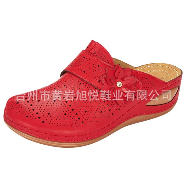 fashionable summer solid color sandals wedge heel