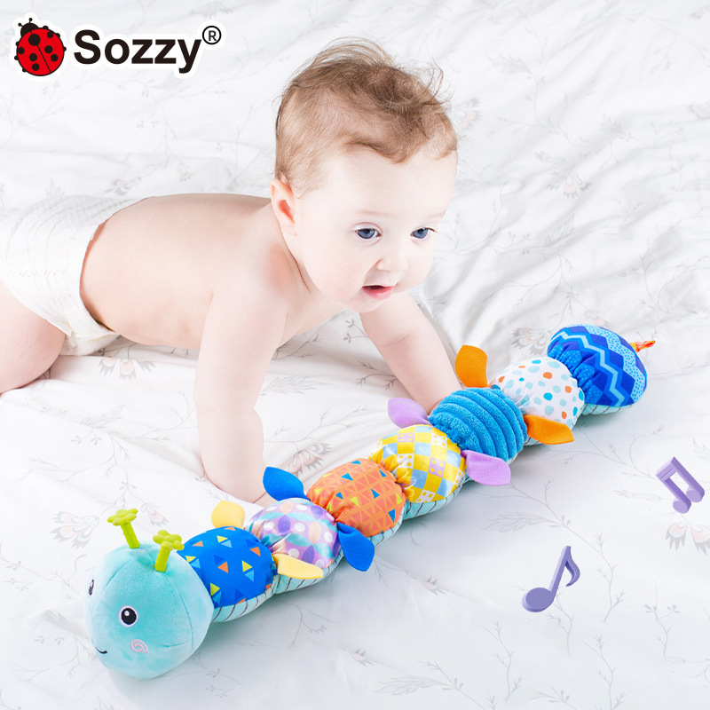 Sozzy oruga de goma, regla de altura, recién nacido, muñeca de peluche, muñeca de educación temprana, juguete de iluminación para bebés