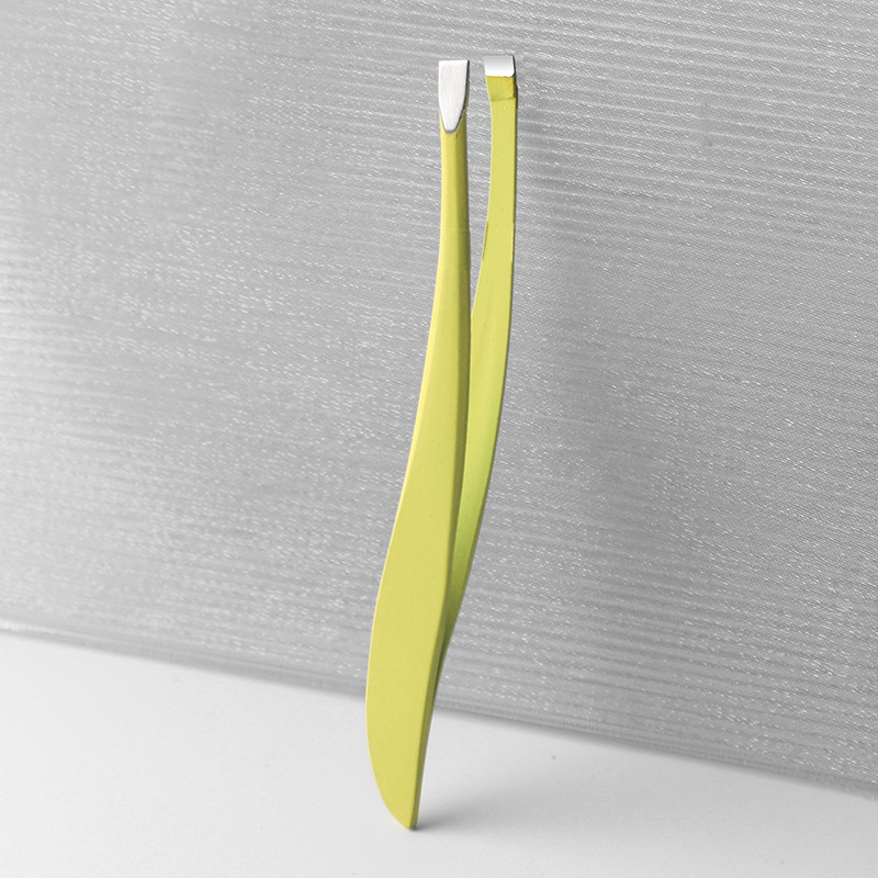 Fabricante en stock COLOR DE ACERO INOXIDABLE plana oblicua ceja clip punta depilación pinzas barba tirando herramienta belleza traje