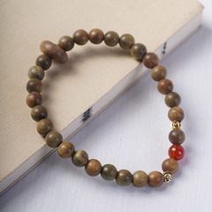 Factory Direct Supply Green Sandalwood Bead Bracelet DIY Small Size Round Bead Bracelet Fresh and Light Single Loop Bracelet Wooden Craft Wholesaling