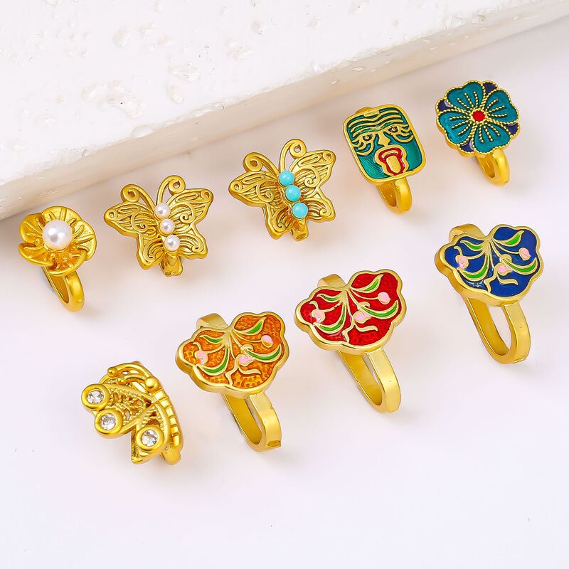 Ancient French gold color butterfly flower blooming rich gourd Hanfu cheongsam pressure button manual diy accessories connecting buckle Ancient French gold color butterfly flower blooming rich gourd Hanfu cheongsam pressure button manual diy accessories connecting buckle