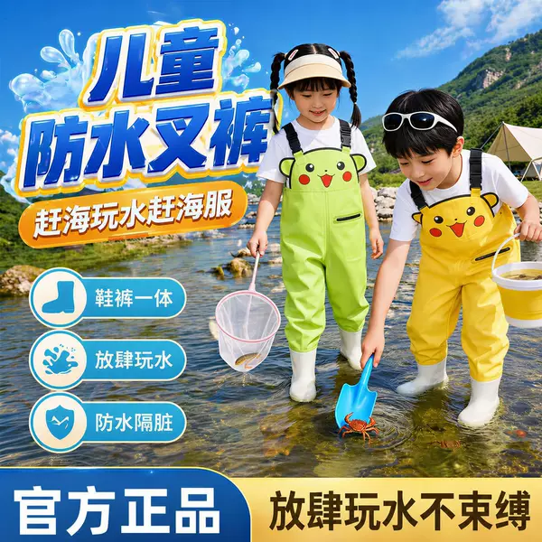 Children's wading pants, all-in-one fishing wading pants, waterproof full-body and half-body wading pants for kindergarten, wholesale