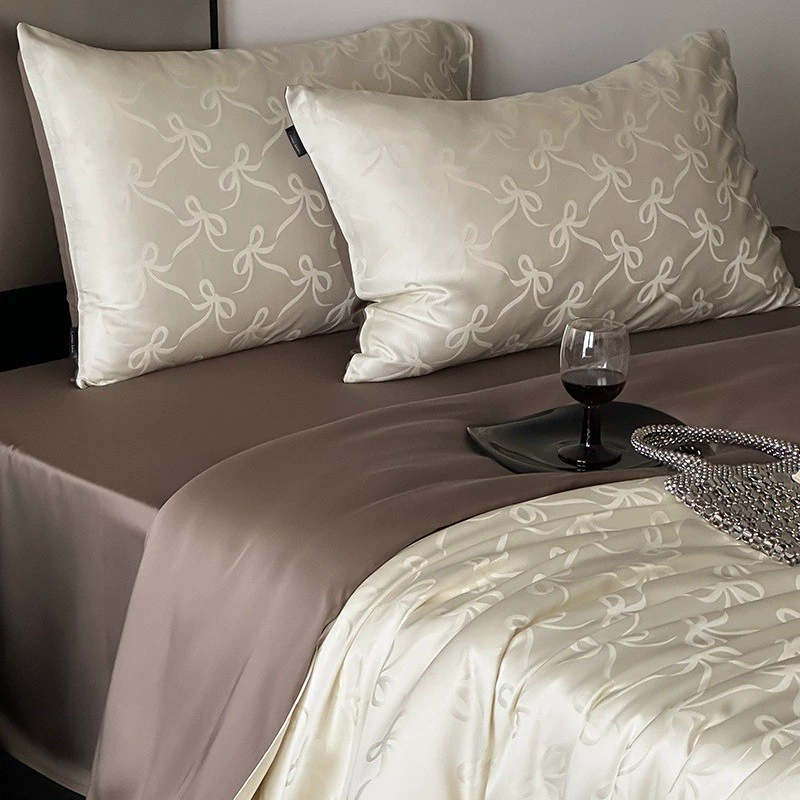 60-составной жаккардовый комплект постельного белья из тенселя, летний прохладный и шелковистый, из лиоцеллового волокна, трехкомпонентный набор с эффектом ледяного шелка