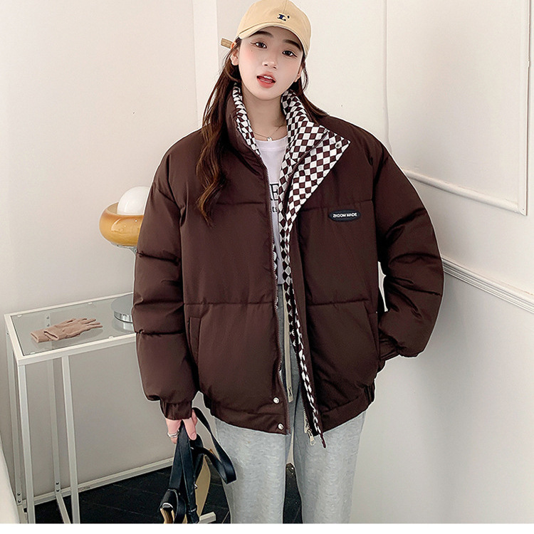 2022 plus size women's cotton-padded jacket winter Korean style short cotton-padded jacket women's loose thickened stand collar student bread cotton-padded jacket women