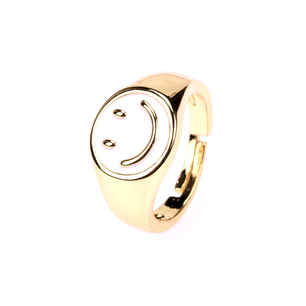 Anillo De Apertura De Cara Sonriente De Aceite De Goteo Chapado En Cobre De Moda display picture 5