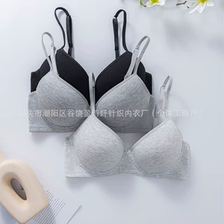 专供跨境热款少女文胸透气舒适光面纯棉内衣有钢圈聚拢防下垂胸罩