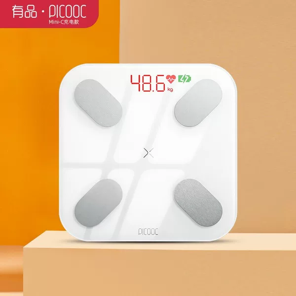 Youpin Mini-C Rechargeable Heart Rate Smart Body Fat Scale, Weight Scale for Home Use, Accurate Electronic Fat Scale
