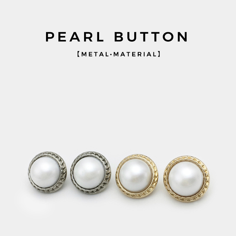 High-end metal universal silver white shirt pearl