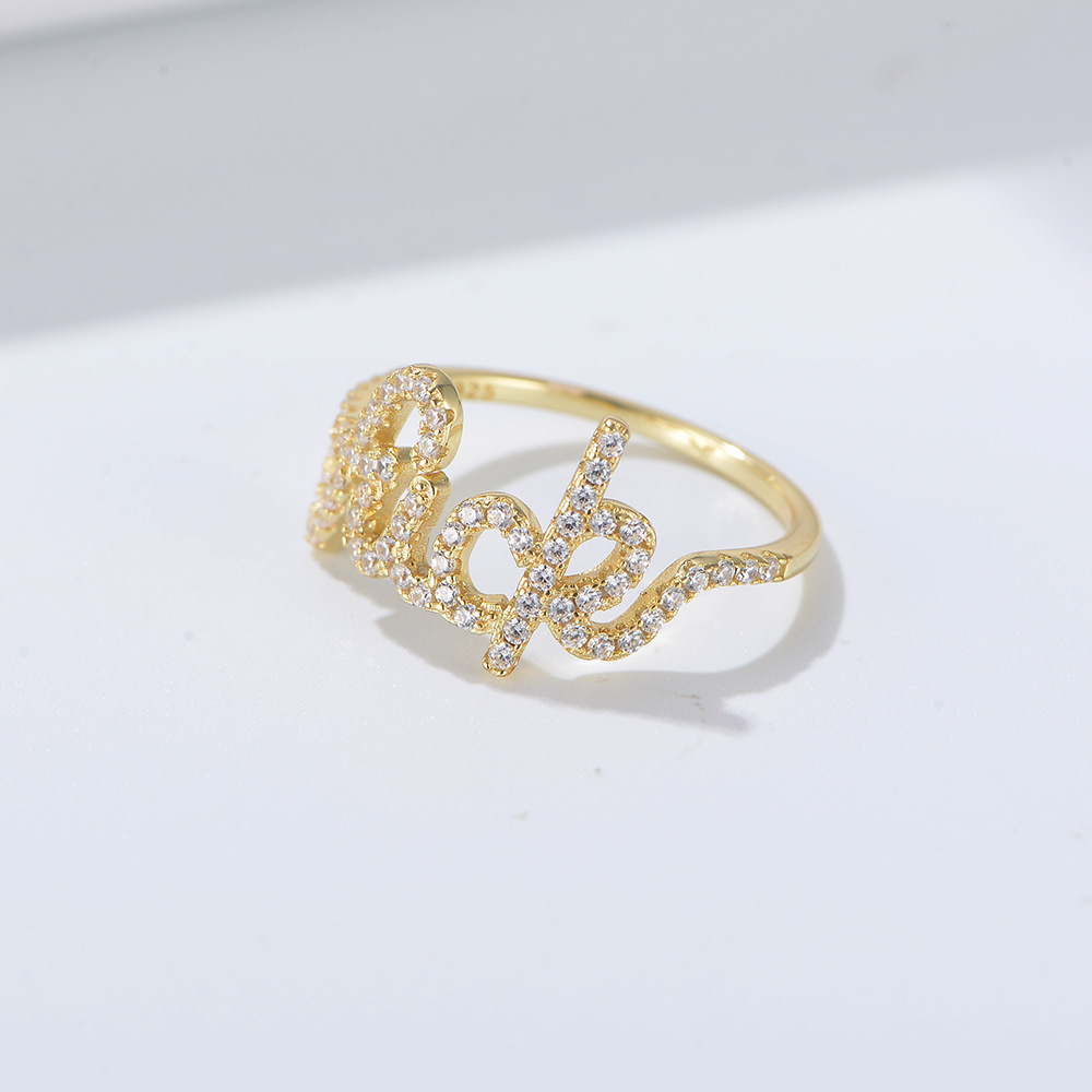 Daily Occasion 925 Sterling Silver Material 925 Sterling Silver Zircon Letter Rings