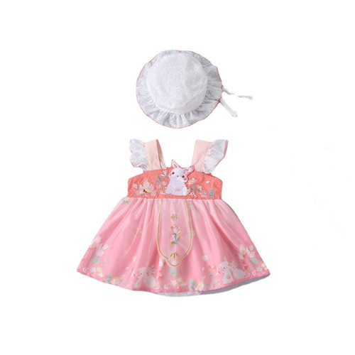 Chinese-style summer children's traditional costume Hanfu baby clothes infant onesie spaghetti straps Tang suit halter princess dress