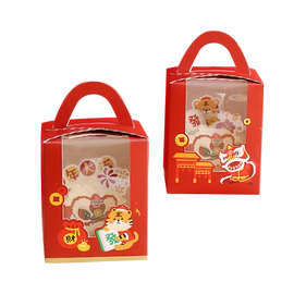 春节纸杯蛋糕包装盒2/4粒手提马芬杯盒子新年透明蛋挞礼盒装杯子