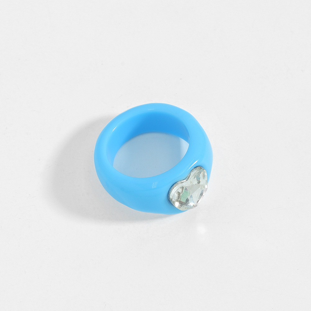 Ins High-profile Figure Ring Female Niche Design Candy Color Resin Tide High Sense Index Finger Ring Resin Little Finger Ring display picture 3