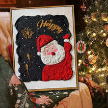 圣诞老人肌理画DIY材料全套圣诞树石英砂数字油画手工礼物装饰画