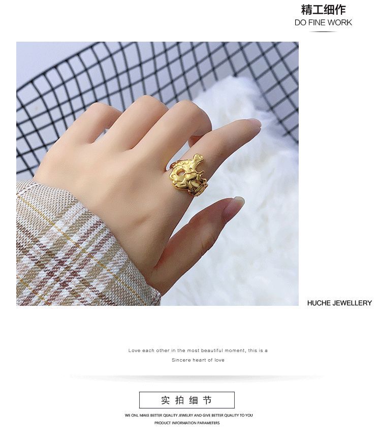 European And American Fashion Creative Lava Exaggerated Bump Handmade Couple Ring Index Finger Ring display picture 8