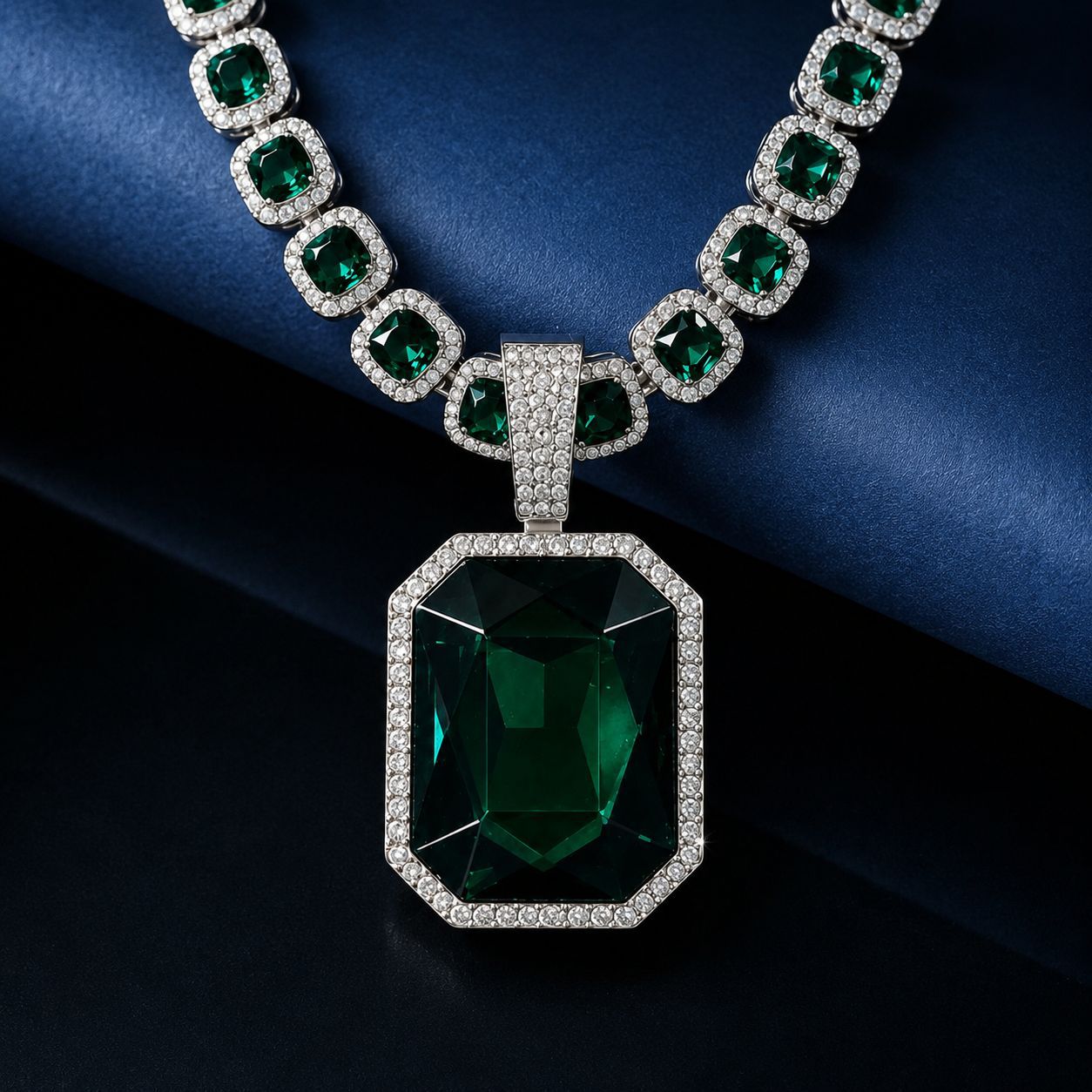 Nuevos productos de venta caliente de azúcar cuadrado de diamantes de color cubano con colgante de gemas de color clásica joyas de collar de hombre