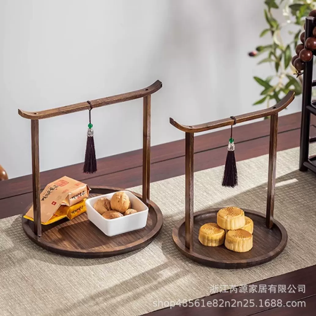 新中式干果盘仿古带盖家用下午茶多层分格收纳干果盒零食收纳盘