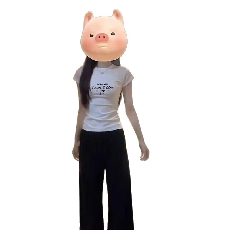 Camiseta corta gris claro de mujer impresa arco textural camiseta de manga corta de mujer verano 2026 nueva moda ropa delgada