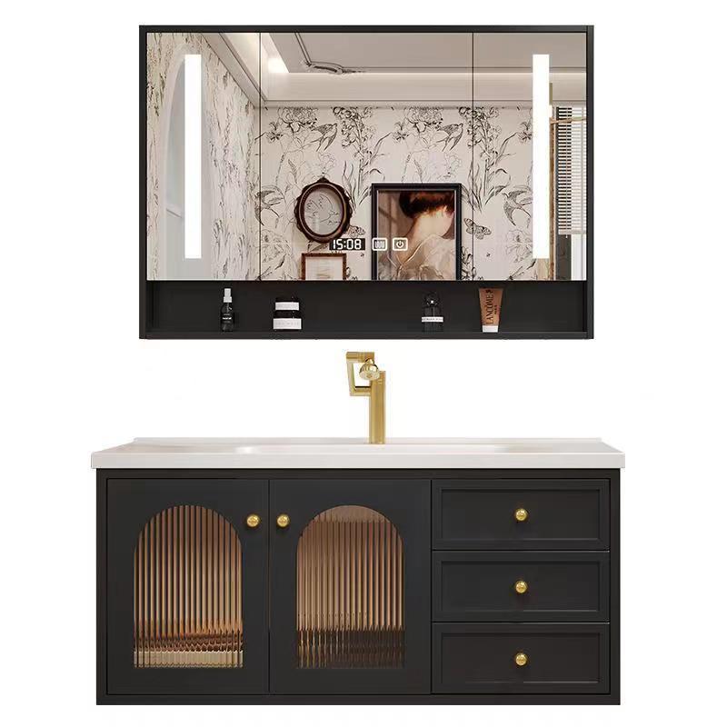 Baños personalizados lavabo lavabo combinado roble retrógrado francés gabinete de baño cerámica lavabo