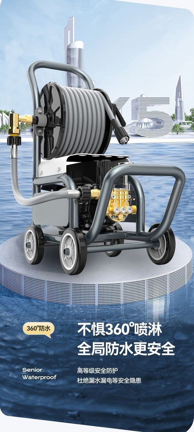 Car Washing Machine 220V High-Pressure Water Gun for Home Use, Powerful Cleaning with Pump Head, New Model 25, High-Power Copper-Coated Aluminum