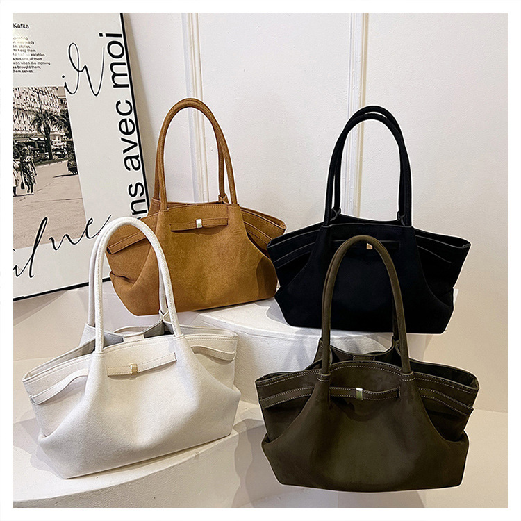 Matte Leather Material Women's Matte Leather Solid Color Vintage Style Classic Style Square Magnetic Buckle Shoulder Bag Underarm Bag